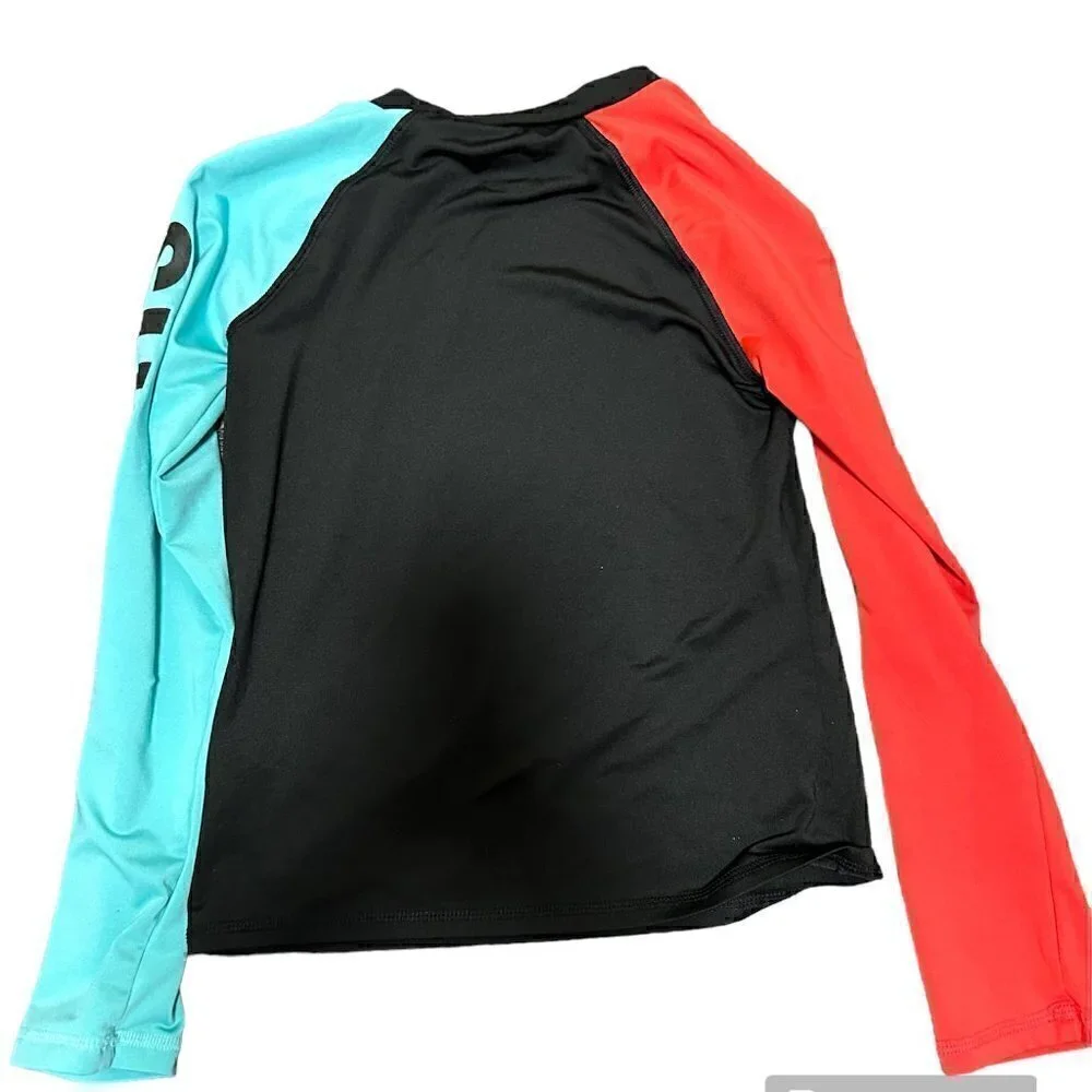 Girls Long Sleeve Swim Top Rash Guard Size M (7/8) EUC